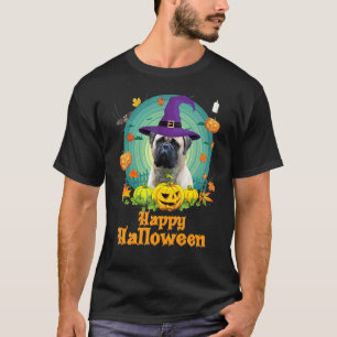 Happy Halloween Bullmastiff Dog Pumpkin Witch Ghos T-Shirt