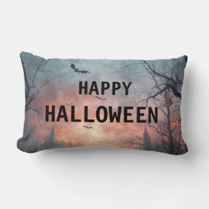 Happy Halloween Burlap Throw Lumbar Cushion