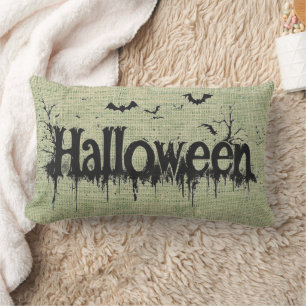 Happy Halloween Burlap Throw Lumbar Cushion