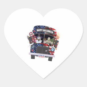 happy halloween bus shirt Party people Heart Sticker