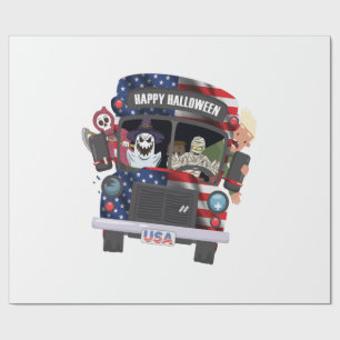 happy halloween bus shirt Party people Wrapping Paper