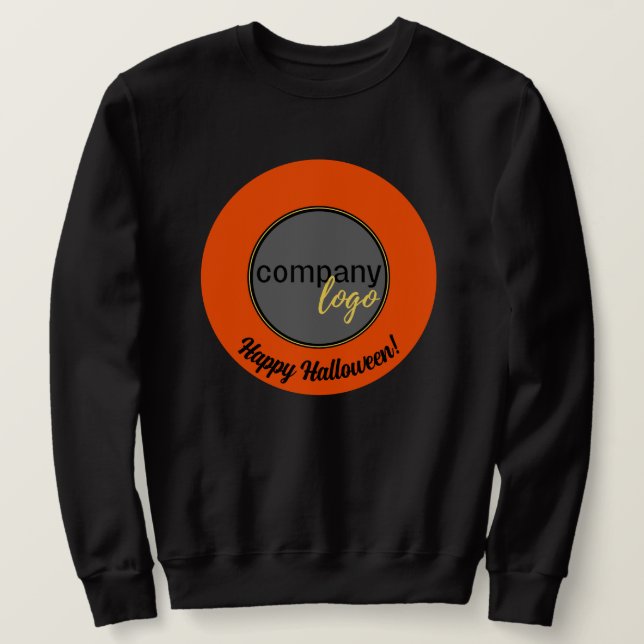 HAPPY HALLOWEEN BUSINESS BRAND LOGO ON ORANGE SWEATSHIRT (Design Front)