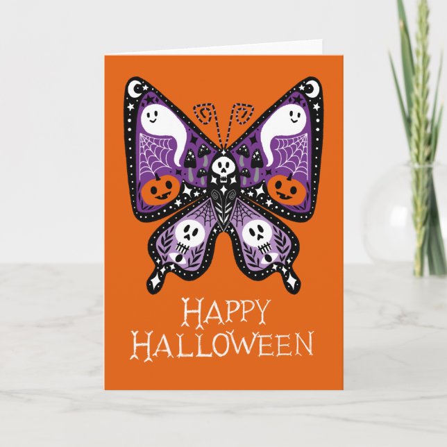 Happy Halloween Butterfly Ghost Card (Front)