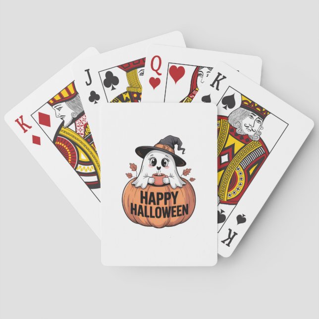 Happy Halloween Caffeine Ghost Playing Cards (Back)