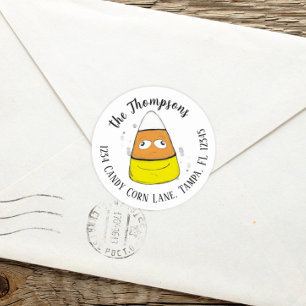 Happy Halloween Candy Corn Cute Whimsical  Classic Round Sticker