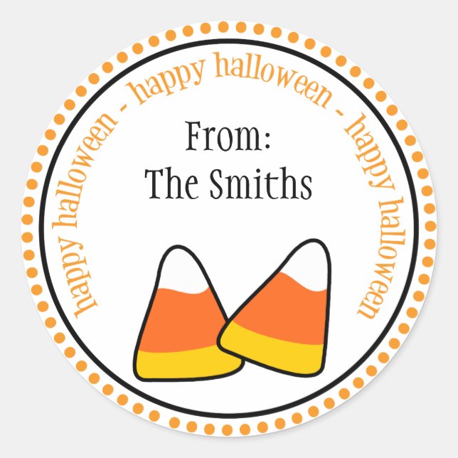 Happy Halloween Candy Corn Dot Circle Labels (Front)