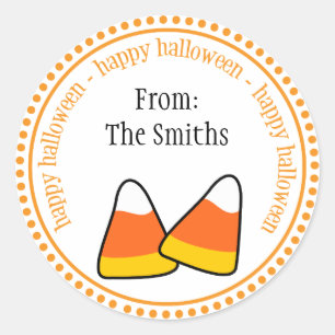 Happy Halloween Candy Corn Dot Circle Labels