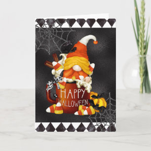 Happy Halloween Candy Corn Gnome Card