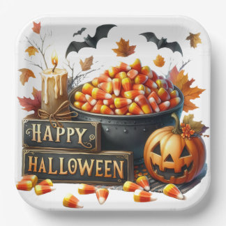 Happy Halloween Candy Corn Paper Plate