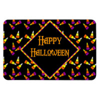 Happy Halloween Candy Corn Pattern on Black