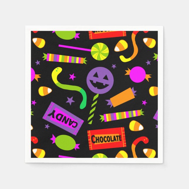 Happy Halloween Candy Pattern Napkin (Front)