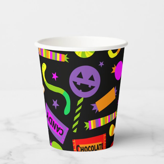 Happy Halloween Candy Pattern Paper Cups (Front)
