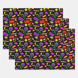 Happy Halloween Candy Pattern Wrapping Paper Sheet