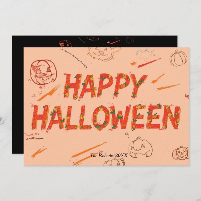 Happy Halloween card , Minimalist Modern halloween (Front/Back)