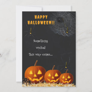 Happy Halloween Card   Spooky Pumpkin & Spiders