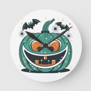 Happy Halloween! Carve a Pumpkin! Round Clock