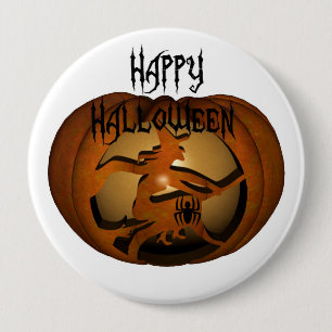 Happy Halloween Carved Pumpkin 10 Cm Round Badge