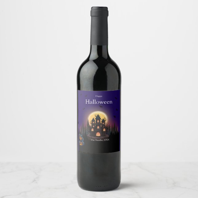 Happy Halloween Castle  Wine Label (Front)