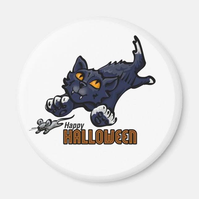 Happy Halloween Cat and Mouse Magnet (Front)