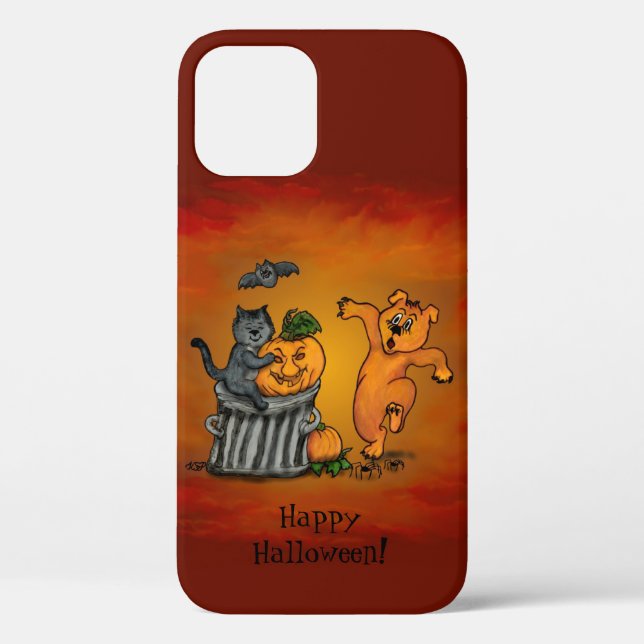 Happy Halloween! Cat Bat Dog and Spider Case-Mate iPhone Case (Back)