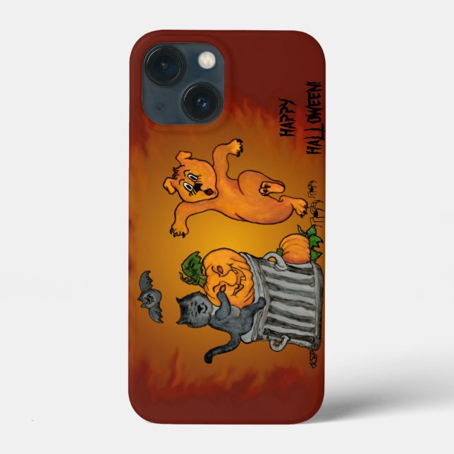 Happy Halloween! Cat Bat Dog and Spider Case-Mate iPhone Case (Back)
