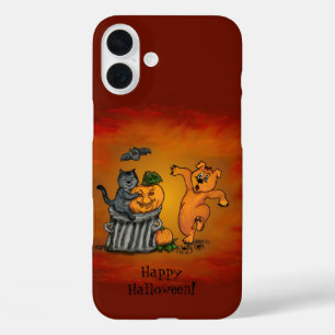 Happy Halloween! Cat Bat Dog and Spider iPhone 16 Plus Case