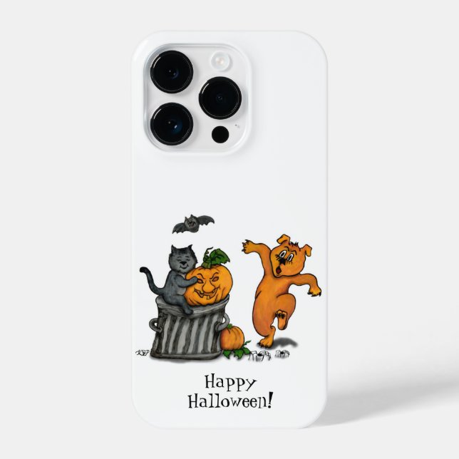 Happy Halloween! Cat Bat Dog and Spider iPhone Case (Back)
