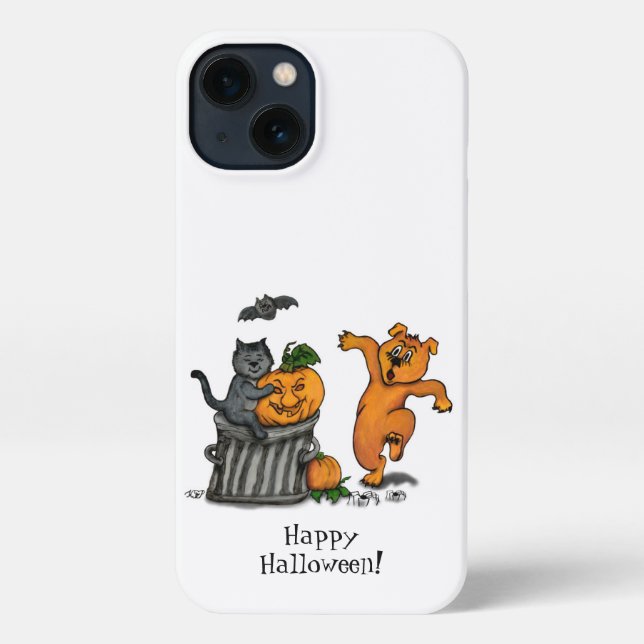 Happy Halloween! Cat Bat Dog and Spider iPhone Case (Back)