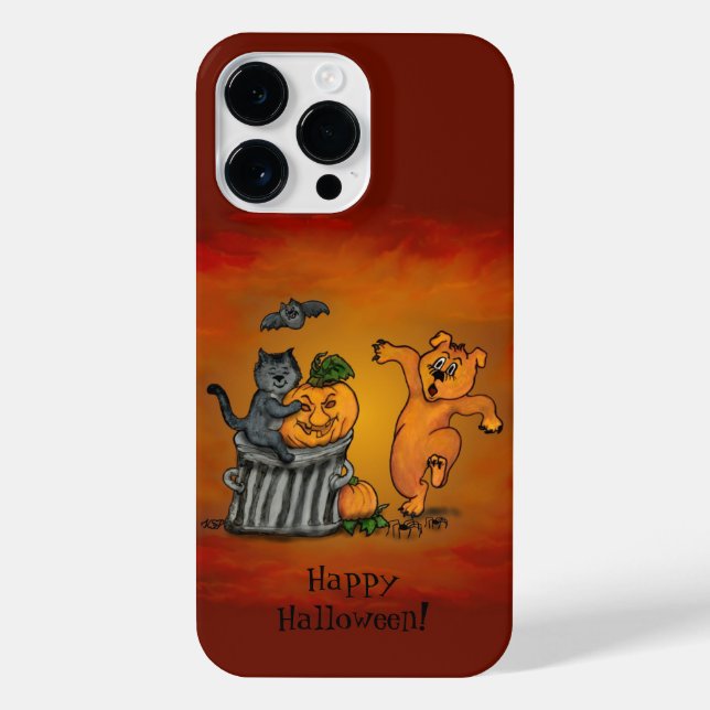 Happy Halloween! Cat Bat Dog and Spider iPhone Case (Back)