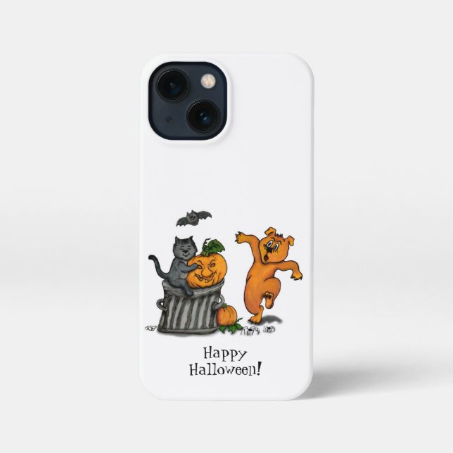 Happy Halloween! Cat Bat Dog and Spider iPhone Case (Back)
