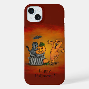 Happy Halloween! Cat Bat Dog and Spider iPhone 15 Plus Case