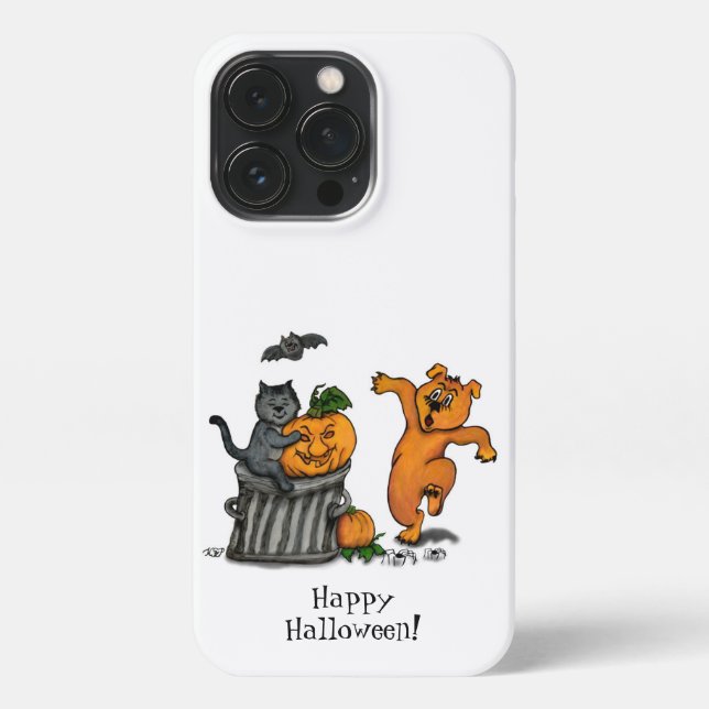 Happy Halloween! Cat Bat Dog and Spider iPhone Case (Back)
