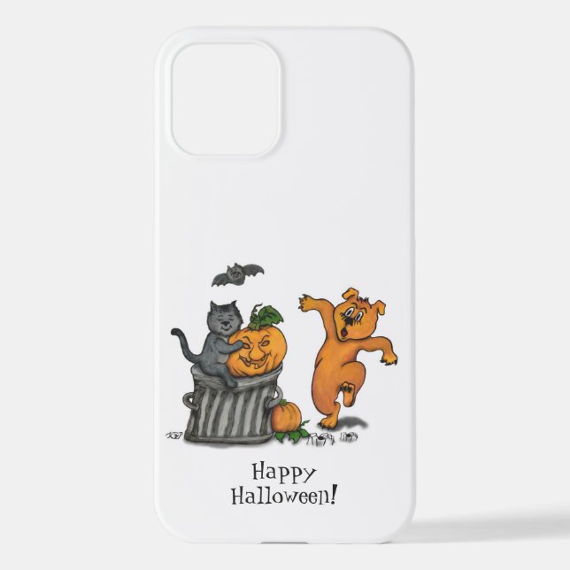 Happy Halloween! Cat Bat Dog and Spider iPhone Case (Back)