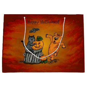 Happy Halloween! Cat Bat Dog and Spider Large Gift Bag