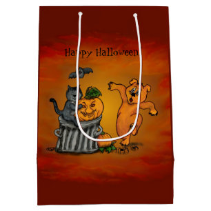 Happy Halloween! Cat Bat Dog and Spider Medium Gift Bag