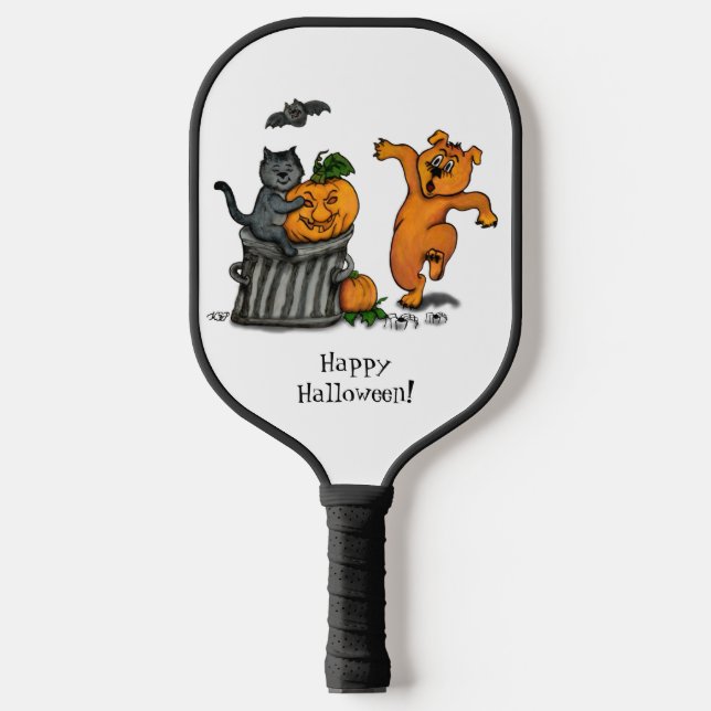 Happy Halloween! Cat Bat Dog and Spider Pickleball Paddle (Front)