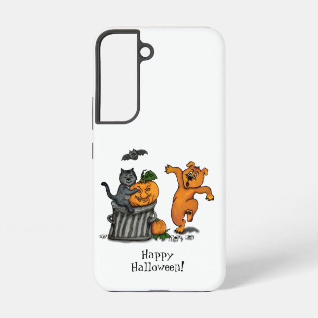 Happy Halloween! Cat Bat Dog and Spider Samsung Galaxy S22 Case (Back)