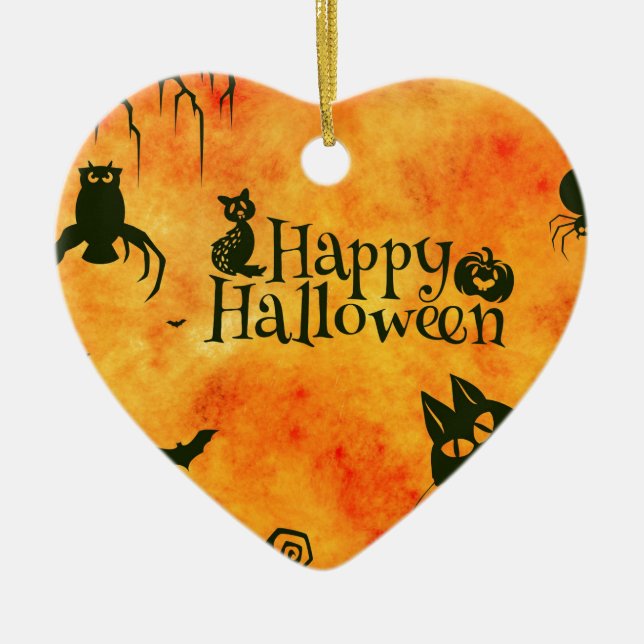 happy halloween cat ceramic tree decoration (Front)