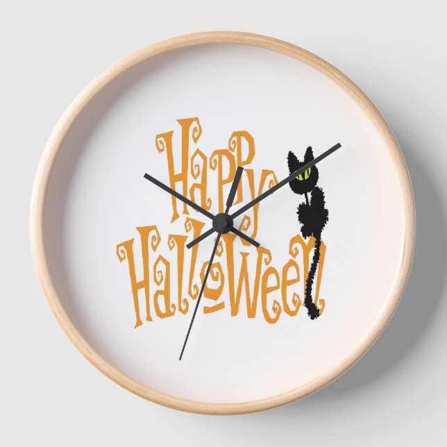 HAPPY HALLOWEEN CAT CLOCK (Front)