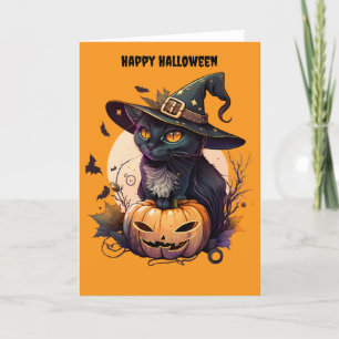 Happy Halloween Cat Holiday Card