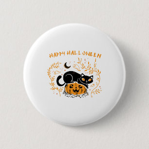 happy halloween cat love 6 cm round badge