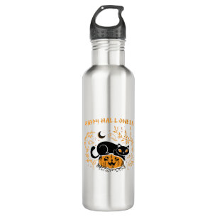 happy halloween cat love 710 ml water bottle
