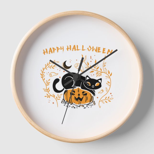 happy halloween cat love clock (Front)