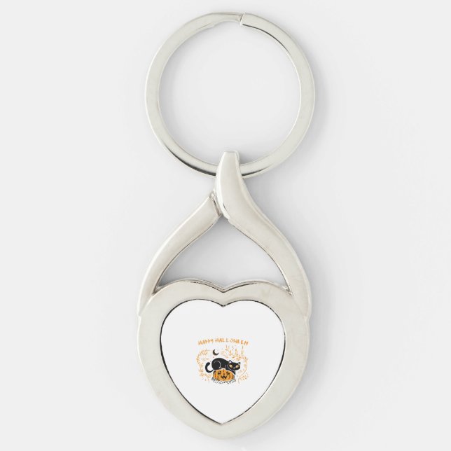 happy halloween cat love key ring (Front)