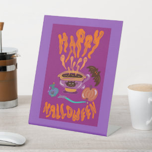 Happy Halloween Cat Lover Coffee Cup Tote Bag Pedestal Sign