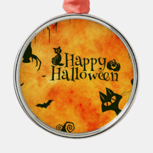 happy halloween cat metal ornament