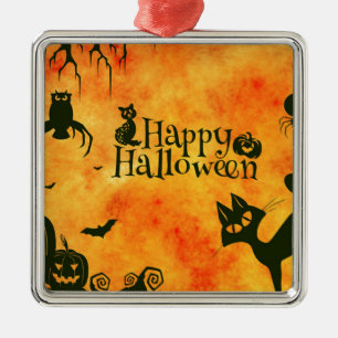 happy halloween cat metal tree decoration