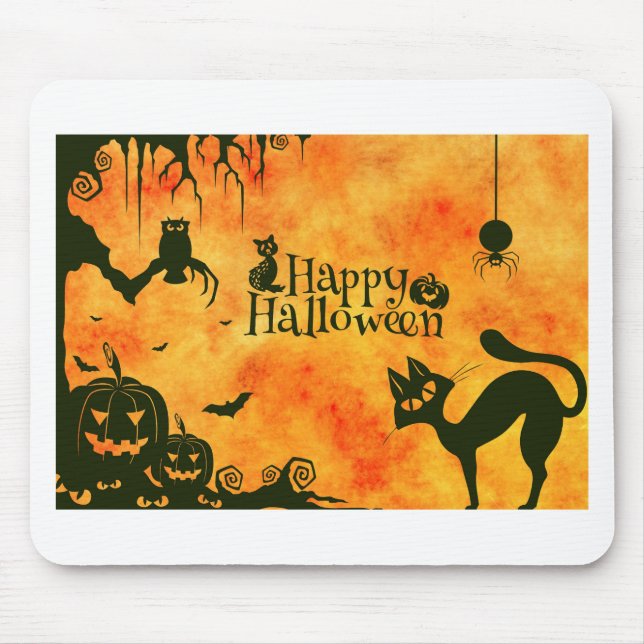 happy halloween cat mouse pad (Front)