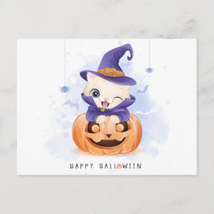 Happy Halloween Cat Postcard