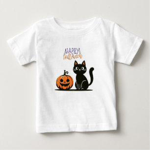 Happy Halloween cat & pumpkin Baby T-Shirt